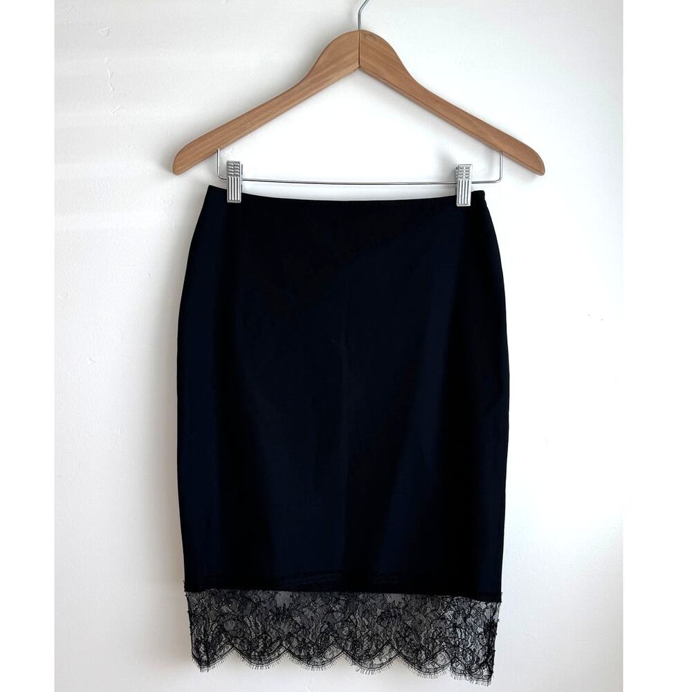 Club Monaco Black Pencil Skirt Lace Trim Size: 0